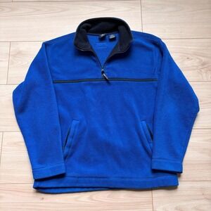 Hunt Club Mens Blue Quarter Zip Fleece Pullover Sweater‎ Size Medium Vintage